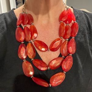 Orange/red enamel necklace